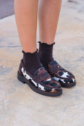 Mocassino donna in vero cavallino fantasia mucca - Art. BI18