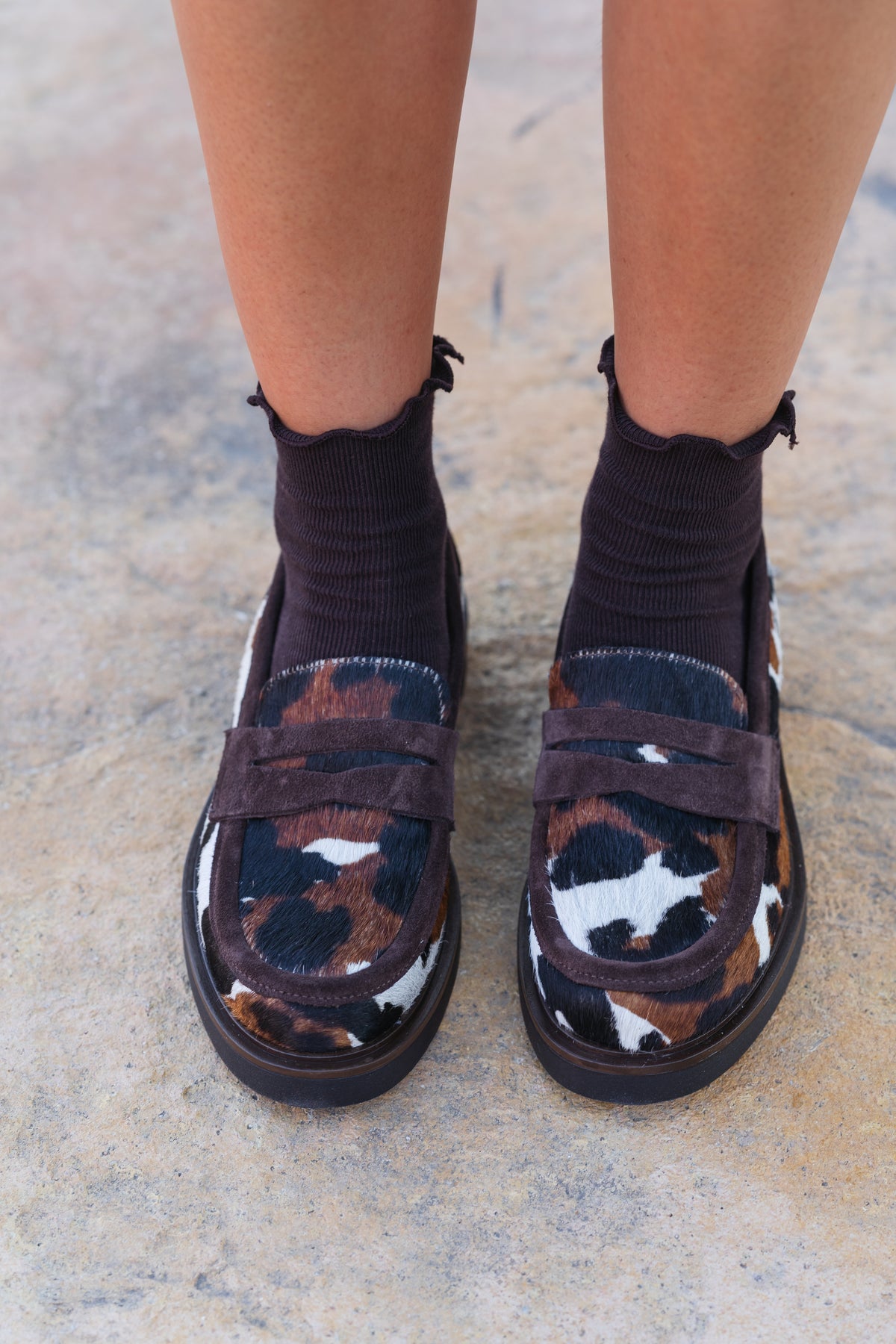 Mocassino donna in vero cavallino fantasia mucca - Art. BI18