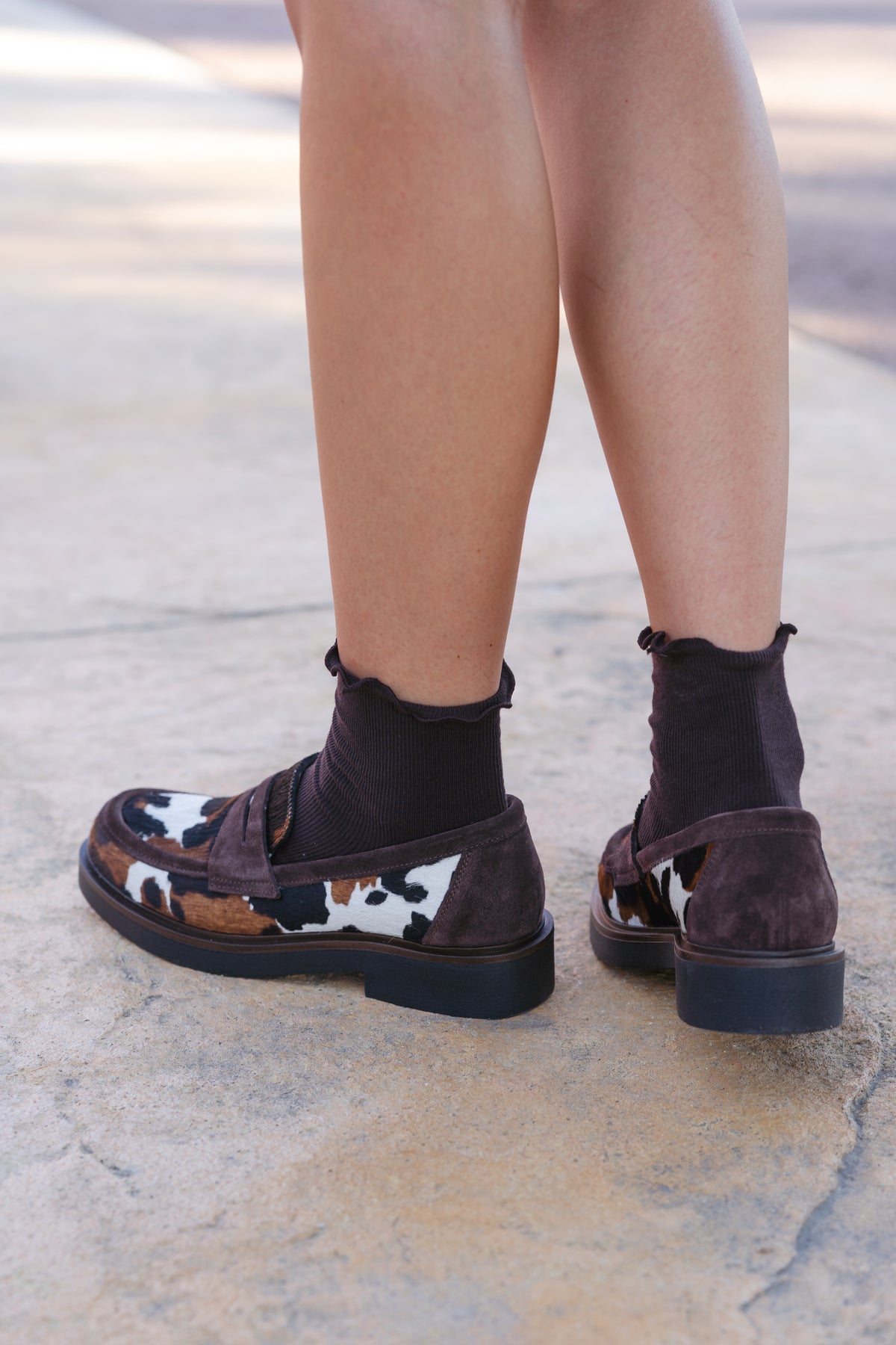 Mocassino donna in vero cavallino fantasia mucca - Art. BI18