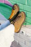 Stivaletto donna in camoscio verde militare - Art. OL940
